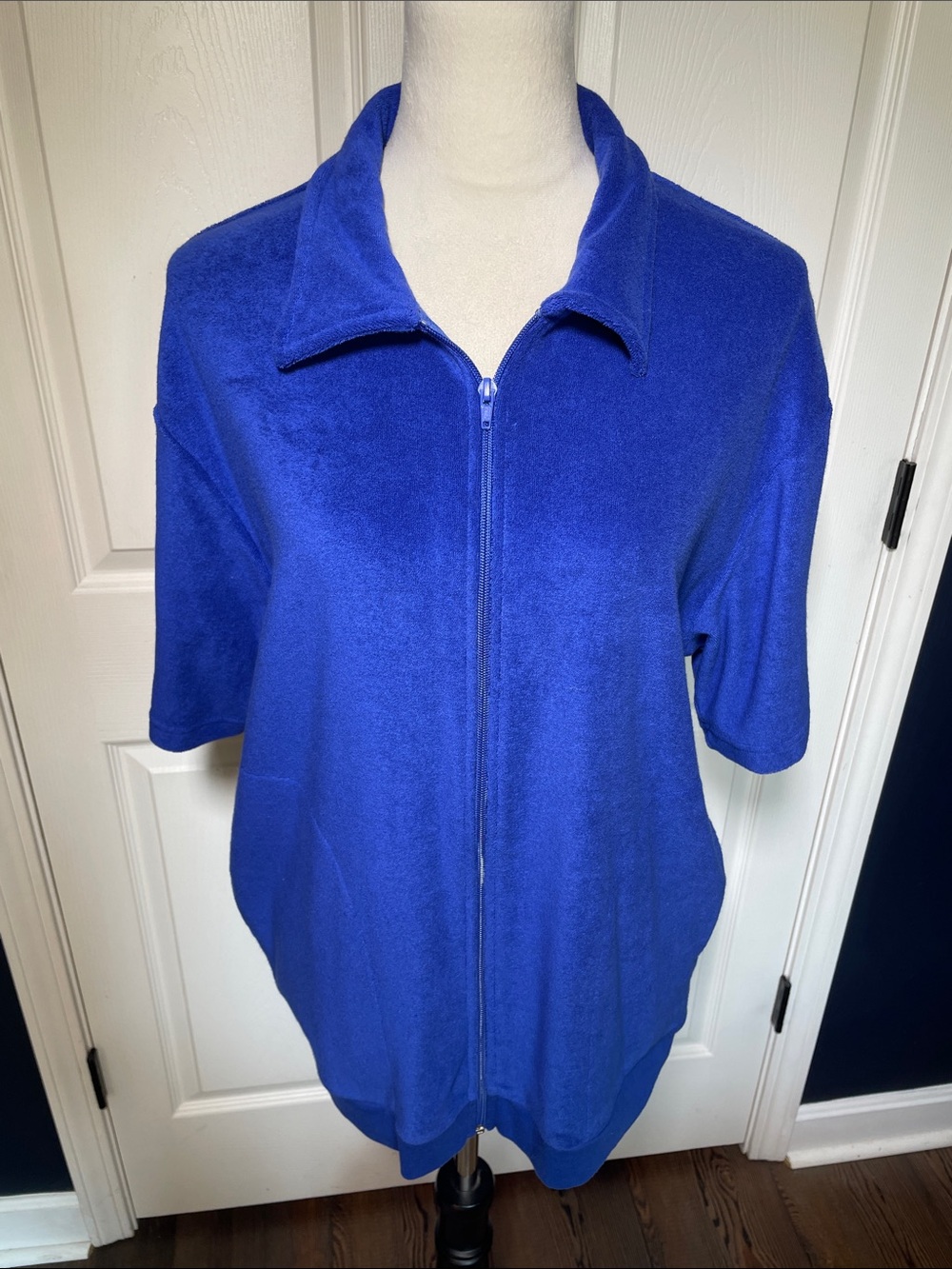 Vintage Carnival Cruise Short-Sleeve Zip Terry Shirt Short Sleeve Royal Blue SzS